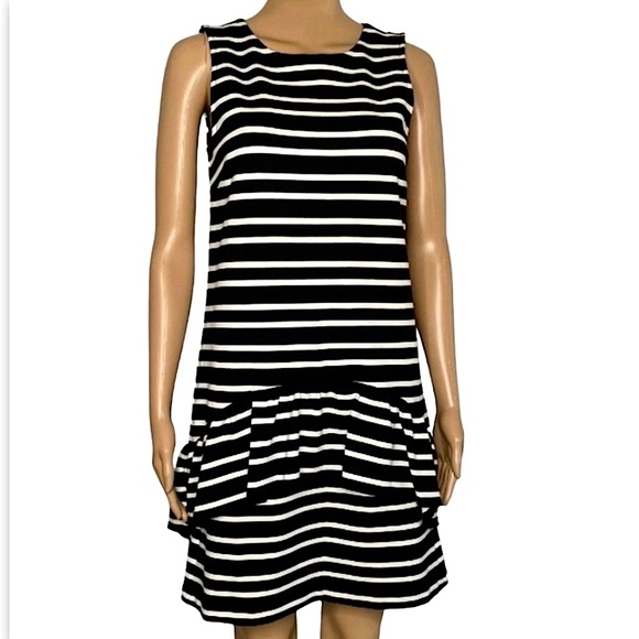 J. Crew striped A-line shift dress with ruffle XS - Picture 1 of 6